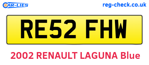 RE52FHW are the vehicle registration plates.