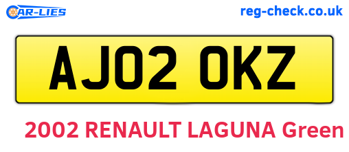 AJ02OKZ are the vehicle registration plates.