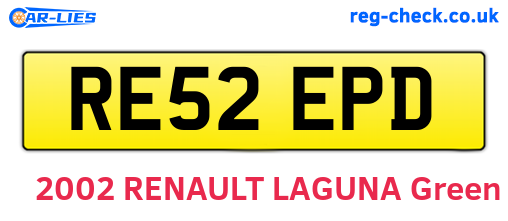 RE52EPD are the vehicle registration plates.