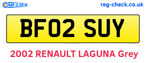 BF02SUY are the vehicle registration plates.