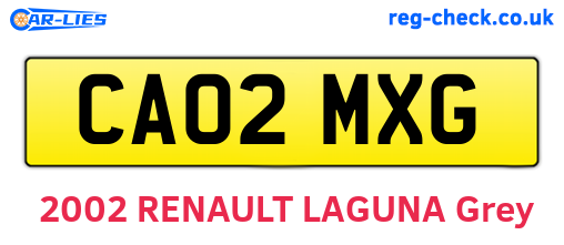 CA02MXG are the vehicle registration plates.
