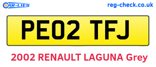PE02TFJ are the vehicle registration plates.