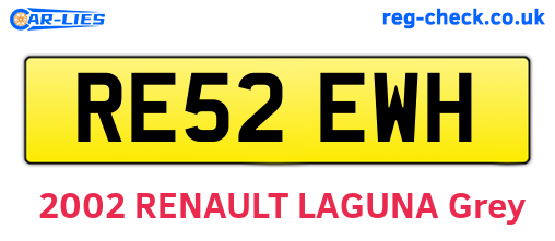 RE52EWH are the vehicle registration plates.