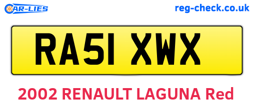 RA51XWX are the vehicle registration plates.