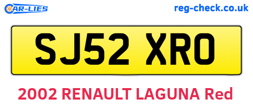 SJ52XRO are the vehicle registration plates.
