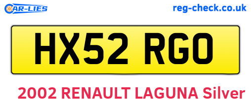 HX52RGO are the vehicle registration plates.