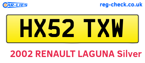 HX52TXW are the vehicle registration plates.