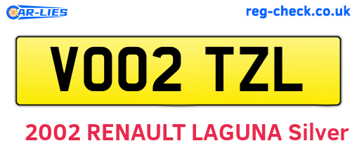 VO02TZL are the vehicle registration plates.