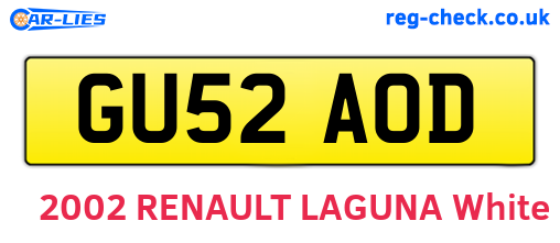 GU52AOD are the vehicle registration plates.