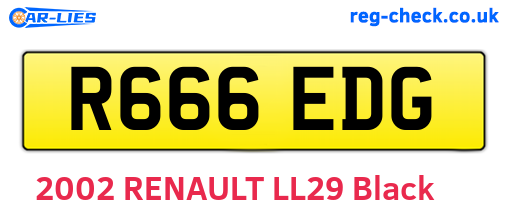 R666EDG are the vehicle registration plates.
