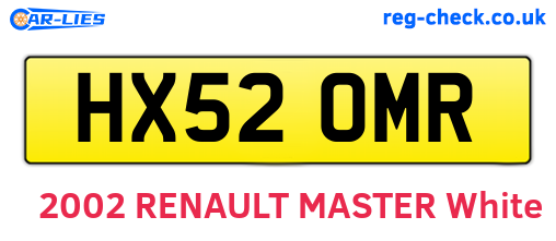 HX52OMR are the vehicle registration plates.