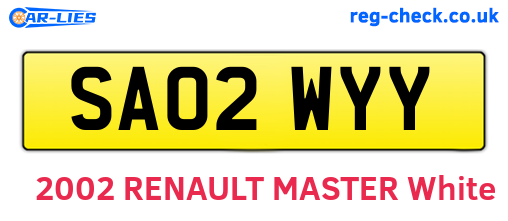 SA02WYY are the vehicle registration plates.