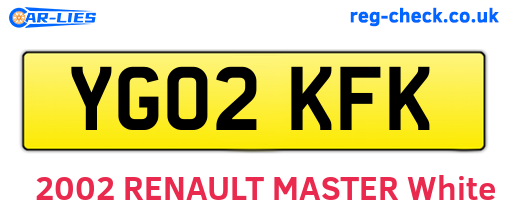 YG02KFK are the vehicle registration plates.
