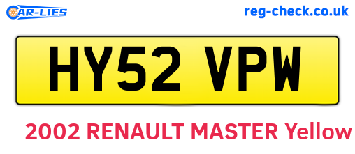 HY52VPW are the vehicle registration plates.