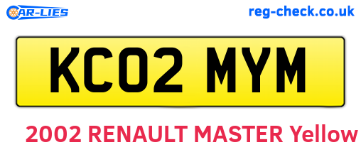KC02MYM are the vehicle registration plates.