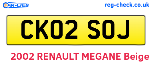 CK02SOJ are the vehicle registration plates.