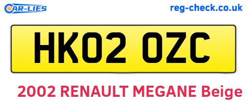 HK02OZC are the vehicle registration plates.