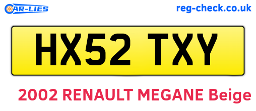 HX52TXY are the vehicle registration plates.