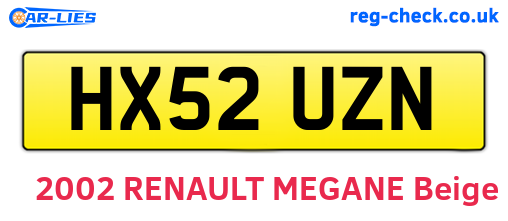 HX52UZN are the vehicle registration plates.