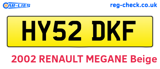 HY52DKF are the vehicle registration plates.