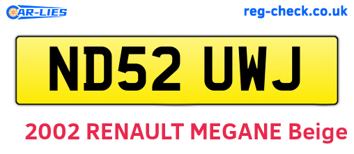 ND52UWJ are the vehicle registration plates.