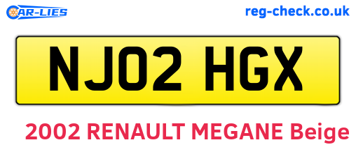 NJ02HGX are the vehicle registration plates.