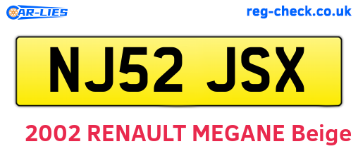NJ52JSX are the vehicle registration plates.