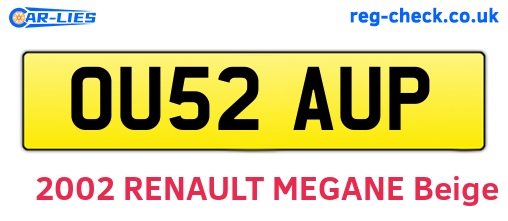 OU52AUP are the vehicle registration plates.