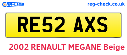 RE52AXS are the vehicle registration plates.