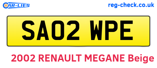 SA02WPE are the vehicle registration plates.