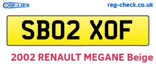 SB02XOF are the vehicle registration plates.