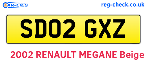 SD02GXZ are the vehicle registration plates.