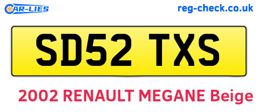 SD52TXS are the vehicle registration plates.