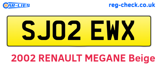 SJ02EWX are the vehicle registration plates.