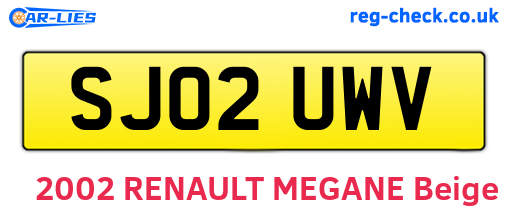 SJ02UWV are the vehicle registration plates.