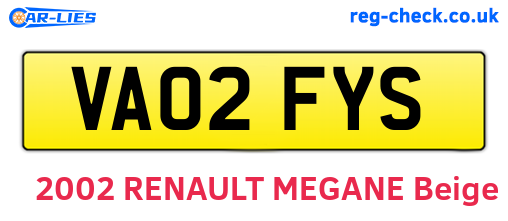 VA02FYS are the vehicle registration plates.