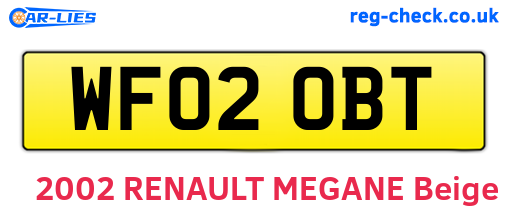 WF02OBT are the vehicle registration plates.