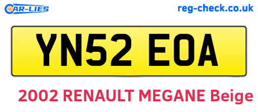 YN52EOA are the vehicle registration plates.
