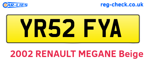 YR52FYA are the vehicle registration plates.