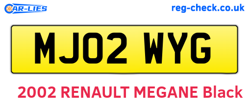 MJ02WYG are the vehicle registration plates.