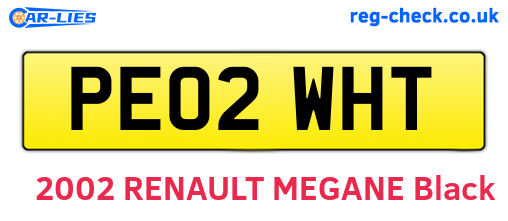 PE02WHT are the vehicle registration plates.