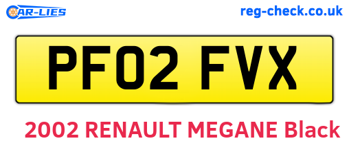 PF02FVX are the vehicle registration plates.