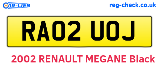 RA02UOJ are the vehicle registration plates.