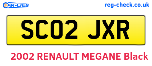SC02JXR are the vehicle registration plates.
