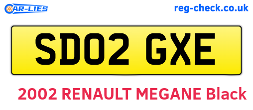 SD02GXE are the vehicle registration plates.