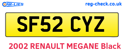 SF52CYZ are the vehicle registration plates.