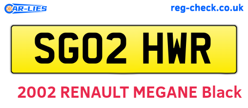 SG02HWR are the vehicle registration plates.