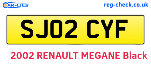 SJ02CYF are the vehicle registration plates.