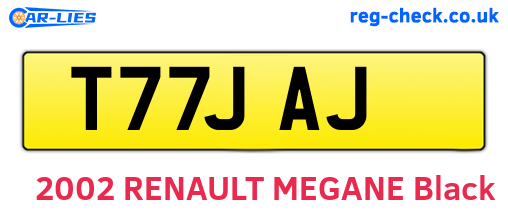 T77JAJ are the vehicle registration plates.