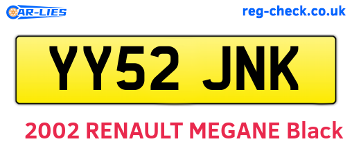 YY52JNK are the vehicle registration plates.